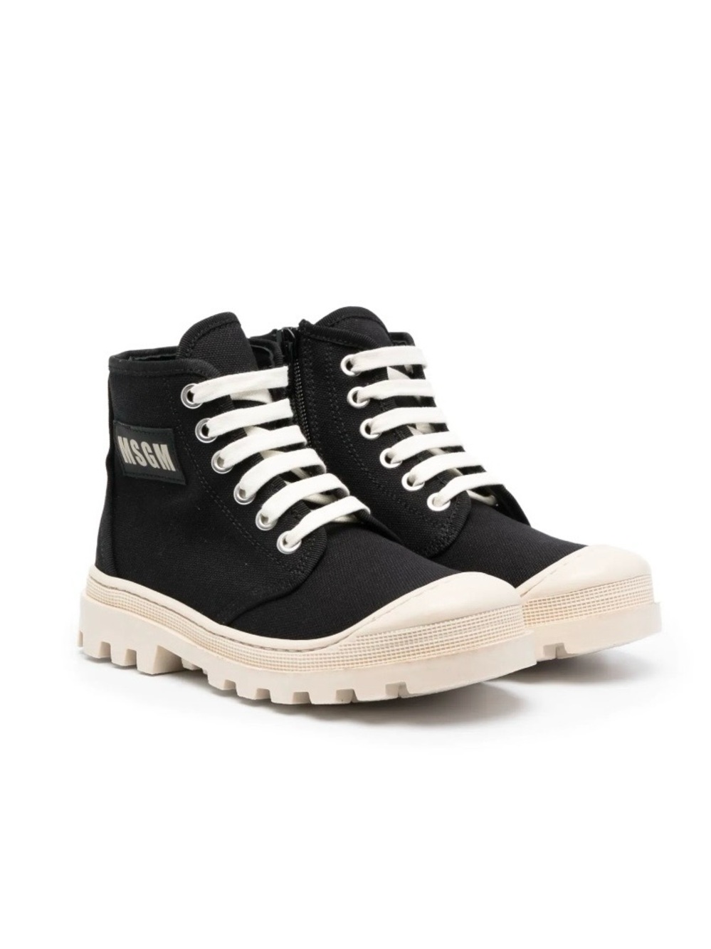 MSGM Kids Logo Lace-Up Boots, Black, 36 EU